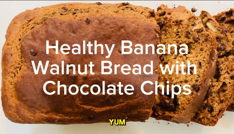 Healthy Banana Walnut Bread with Skinny-Dipped Chocolate Chips